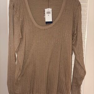 Ralph Lauren Ribbed  Beaded Scoop Neck Top Size XL NWT MSRP $198